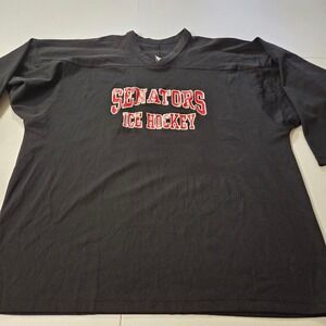 CCM‎ Senators Ice Hockey Jersey Mens XL Black Mesh V-Neck Long Sleeve Number 13